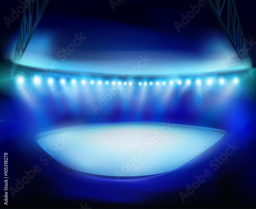 Illuminated stadium. Vector illustration.