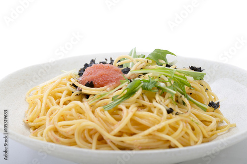 食 スパゲッティ 和風明太子パスタ 和洋折衷 白バック