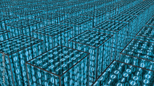 Obraz na płótnie Cuboid with Digital Zeros and Ones