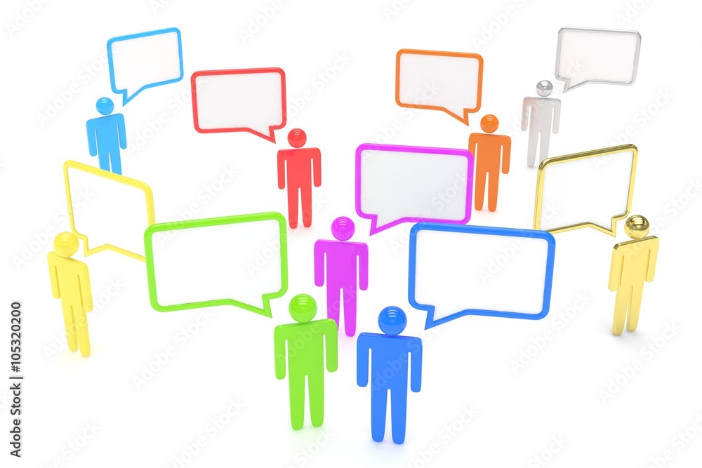 people with talk bubbles isolated over a white background people with talk bubbles isolated over a white background