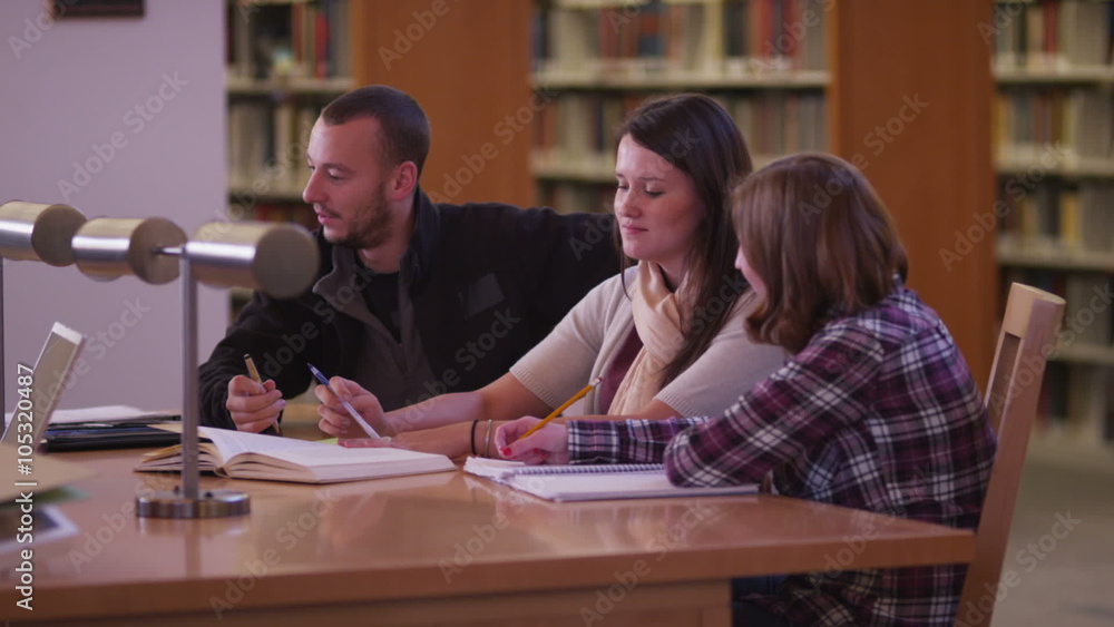 College students studying in library College students studying in library