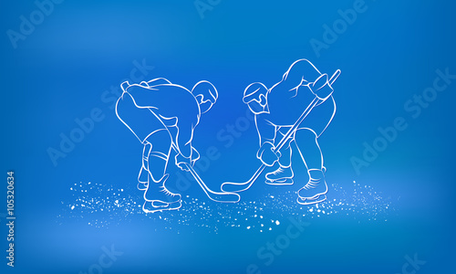 Hockey players are preparing for the face-off. Sports background
