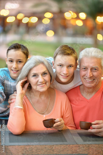 Happy family with coffee