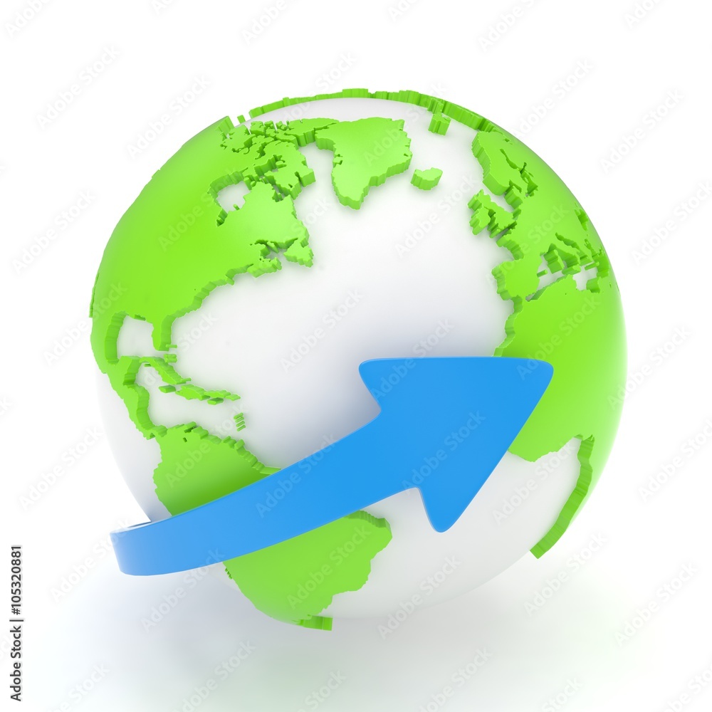 Fototapeta premium Arrow and Earth globe. 3d render