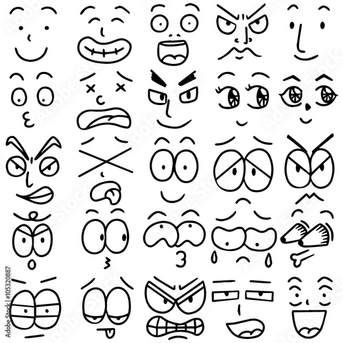 vector set of cartoon faces