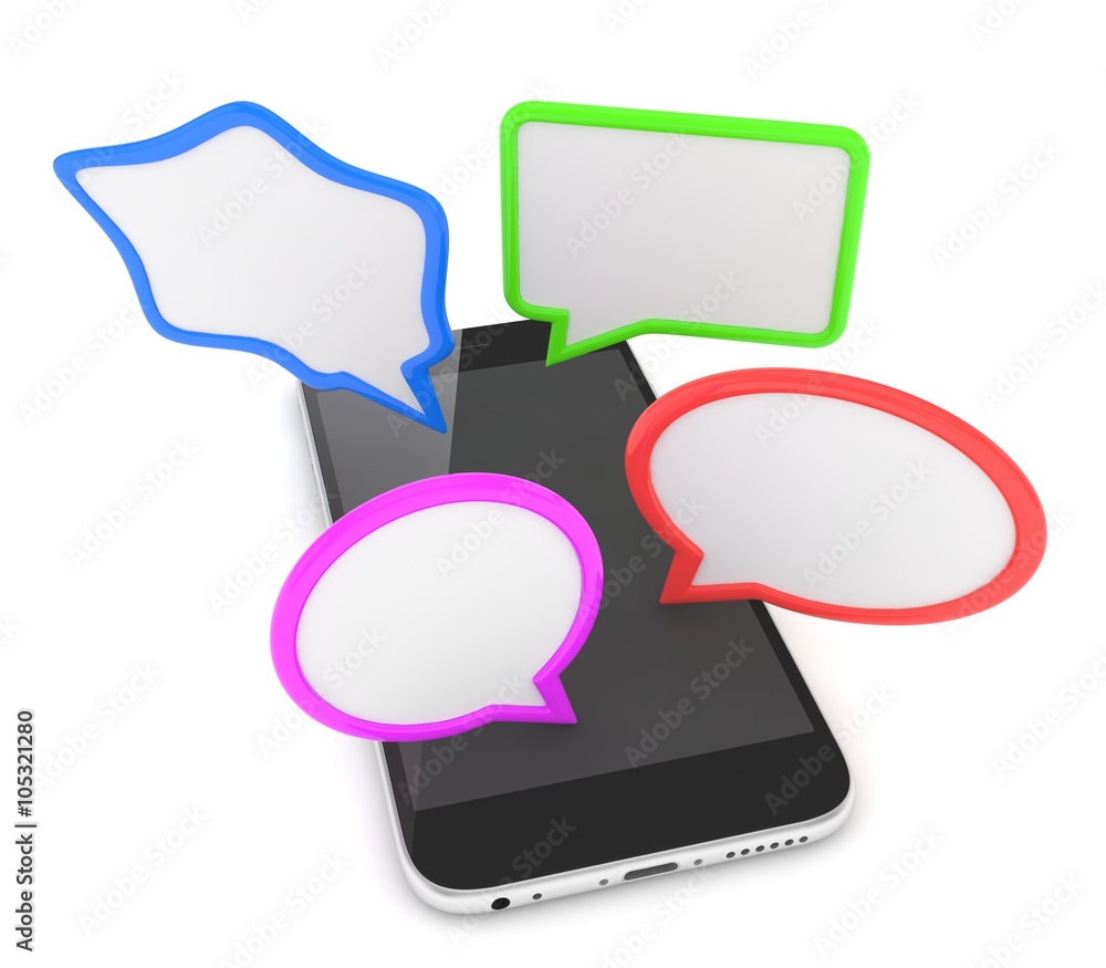 smartphone with bubbles isolated on white background smartphone with bubbles isolated on white background