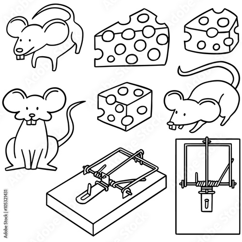 vector set of mouse and mousetrap