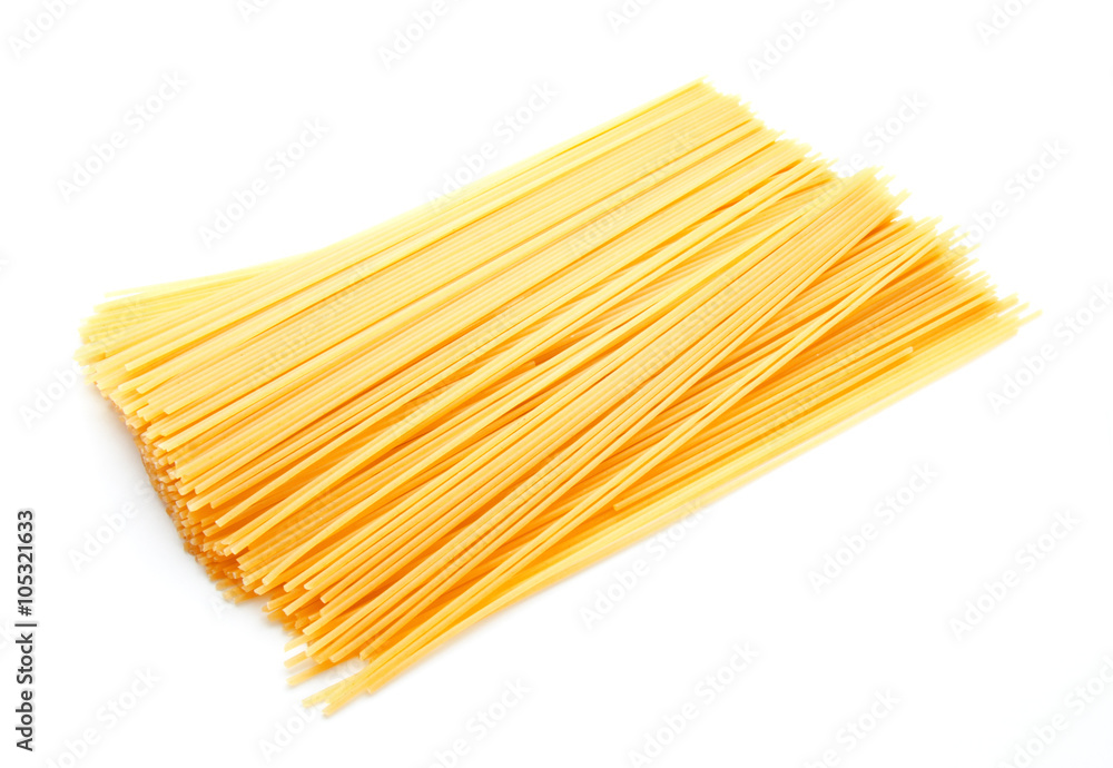 Uncooked Italian spaghetti isolated