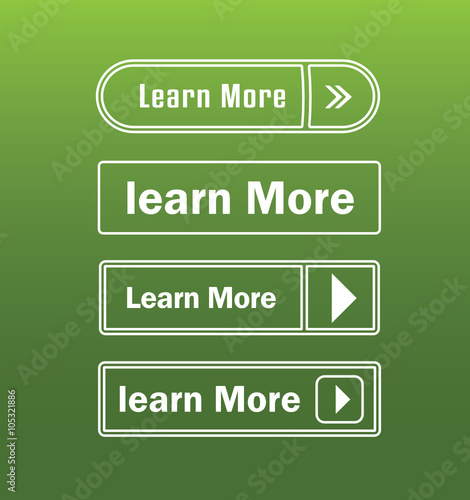 Learn More vector Buttons set. Ghost style.