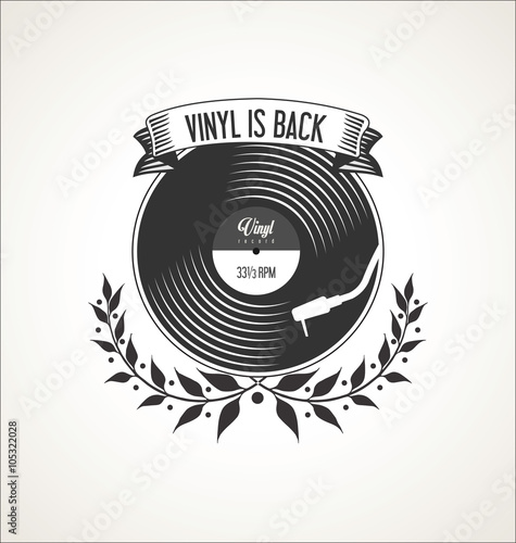 Vinyl record shop retro grunge banner