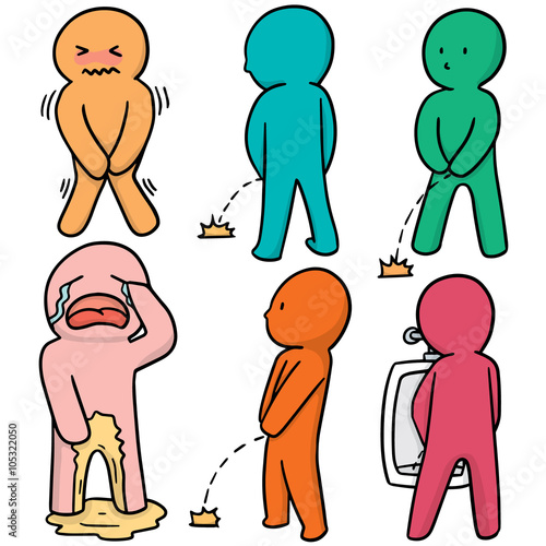 vector set of man peeing