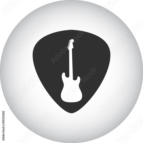 Stylish guitar plectrum pick simple icon on round background