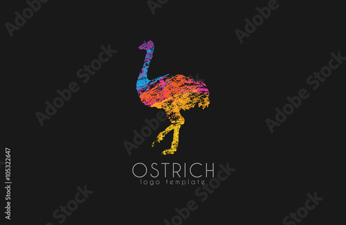 Ostrich logo design. Creative logo. Bird logo. Colorful logo. Animal logo.