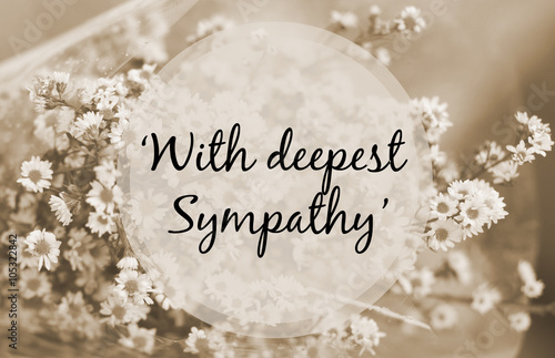 Canvas Print "With deepest sympathy" note on small flower sepia tone