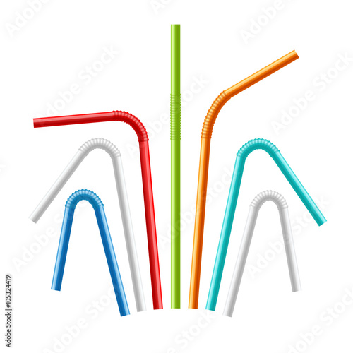 Colorful Drinking Straws Set. Vector