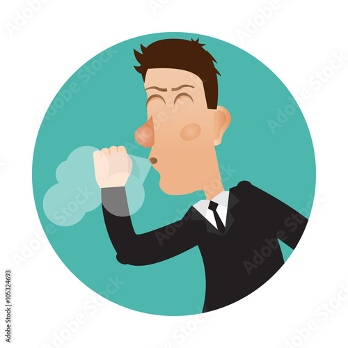 Cough icon. Cough man.