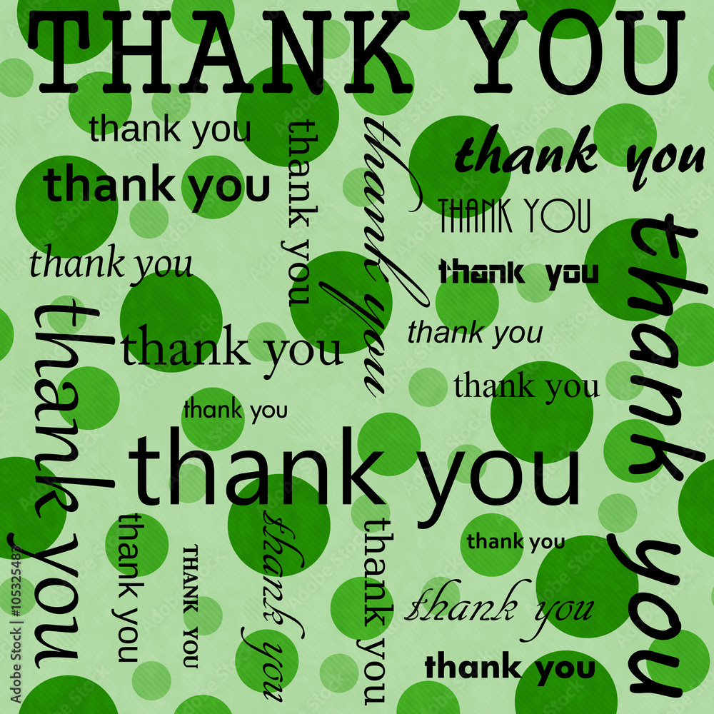 Thank You Design with Green Polka Dot Tile Pattern Repeat Backgr