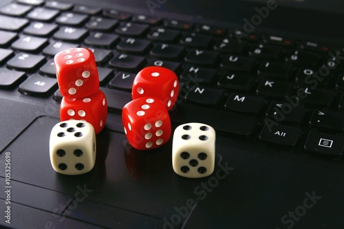 Game dice on a computer keyboard
