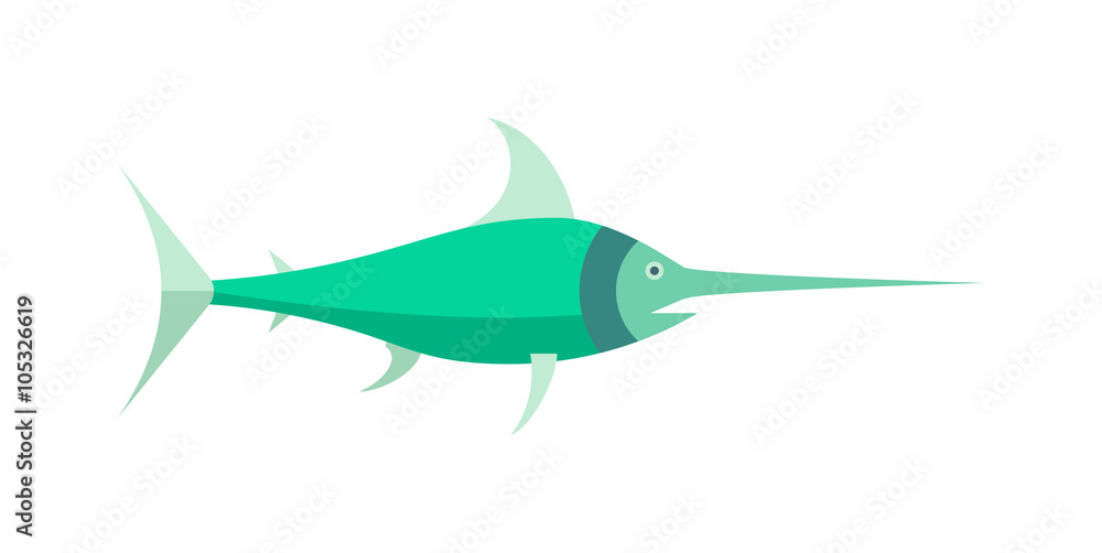 Fototapeta premium Ocean animal design of saw fish marine character flat vector cartoon illustration. 