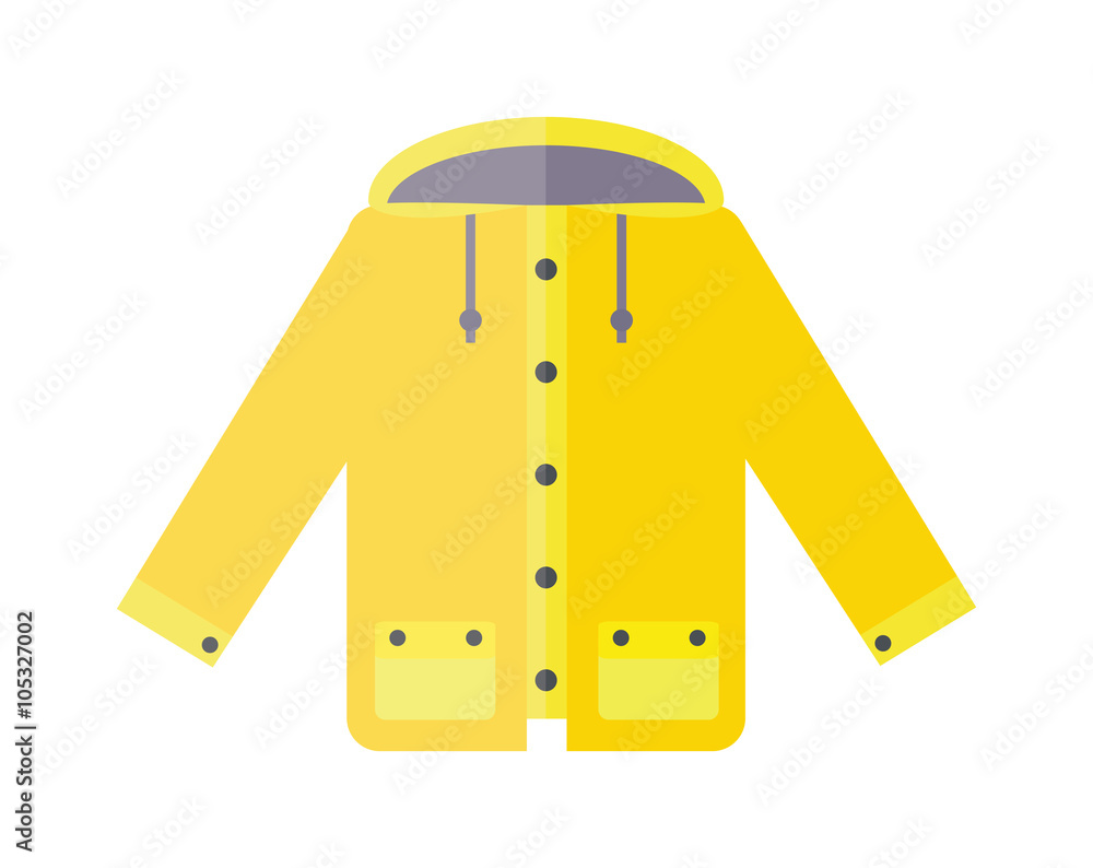 Stockvektorbilden Yellow raincoat weather jacket cartoon vector  illustration. | Adobe Stock