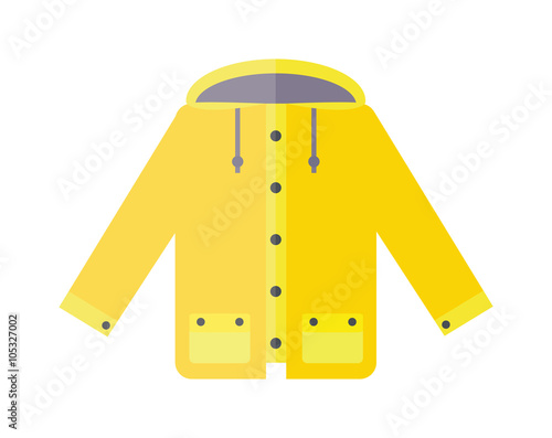 Yellow raincoat weather jacket cartoon vector illustration.
