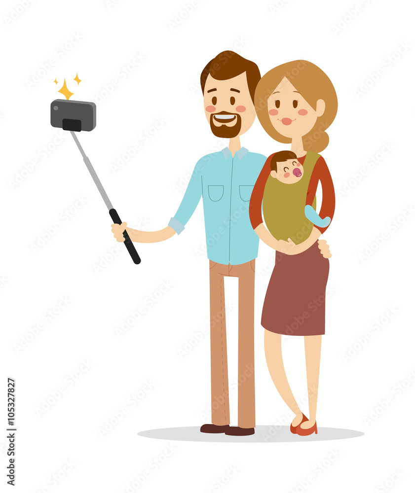 Selfie family portreit vector illustration. Selfie family portreit vector illustration.