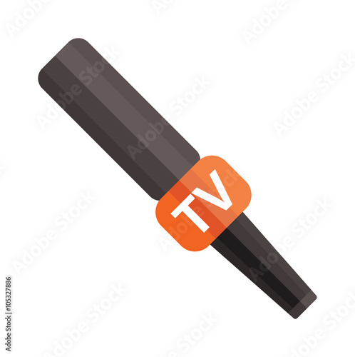 TV news microphone with blank box isolated on a white background flat vector illustration.