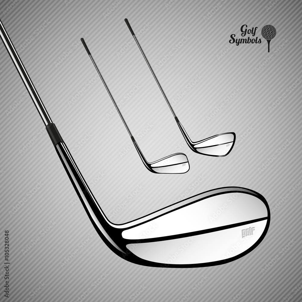 Golf sticks on the gray background as vector design elements Golf sticks on the gray background as vector design elements