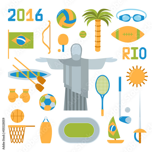 Rio summer olympic games icons vector illustration
