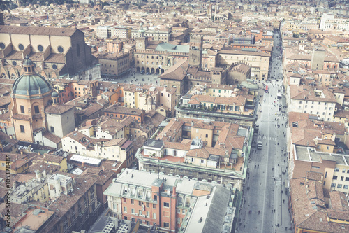 BOLOGNA, ITALY - 05 MARCH, 2016: General view of the downtown st