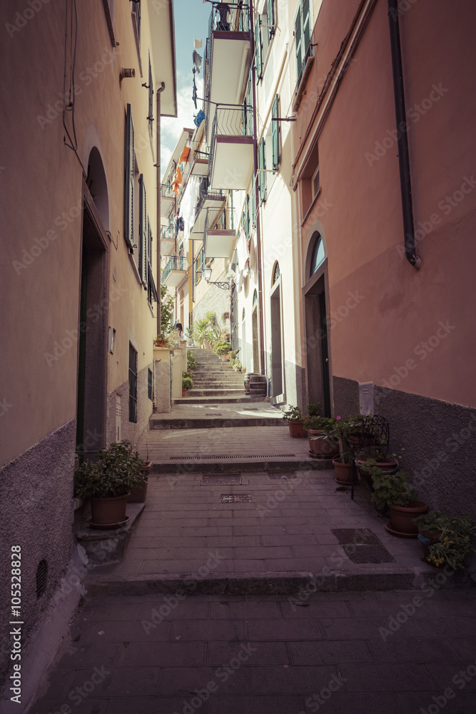 RIOMAGGIORE, ITALY - 05 MARCH, 2016 :People walking on the stree