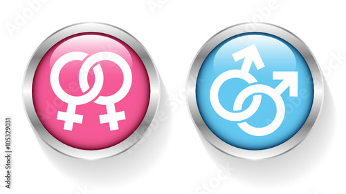 Female & Male Gay Buttons Silver