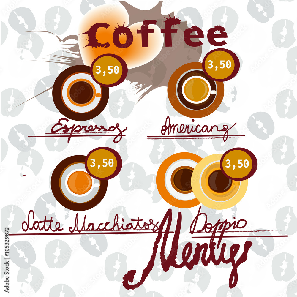 Fototapeta premium Coffee vector icon set menu for cafe, bar, shop.