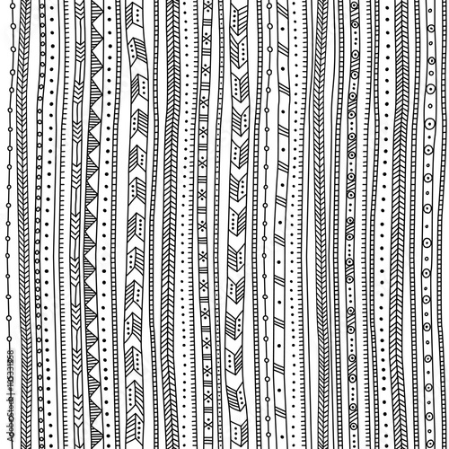 Vector seamless pattern with ethnic tribal hand-drawn trendy orn
