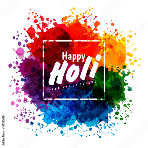 Holi spring festival of colors vector design element and sample text. Can use for banners, invitations and greeting cards