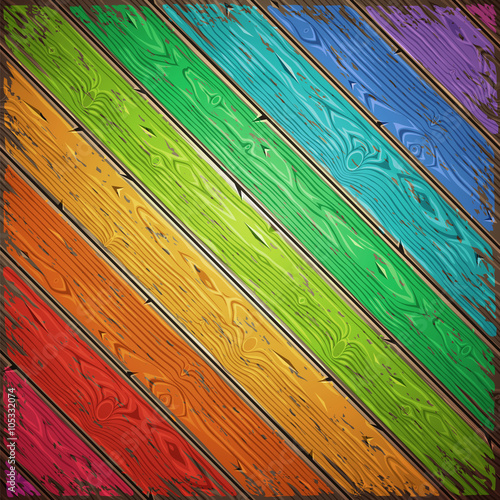 Rainbow Old Wooden Painted Wall