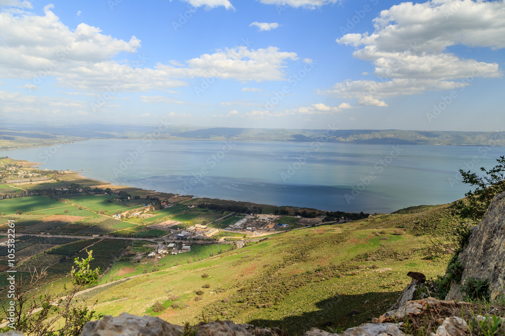 a view of the Sea of Galilee from Mount Arbel