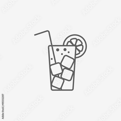 cocktail flat icon with long straw 