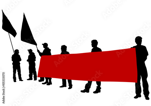 Group of people with flags on white background