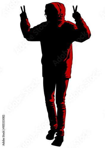 People of anarchia with molotov cocktail on white bacground