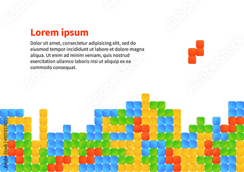 Tetris game a4 size illustration with text on white