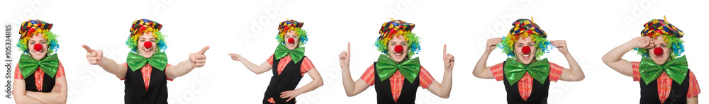 Female clown isolated on white Female clown isolated on white