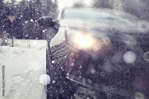 Winter car wheel studs, the concept of winter car ride