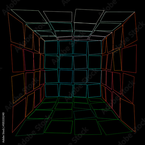 Abstract broken 3d open box...