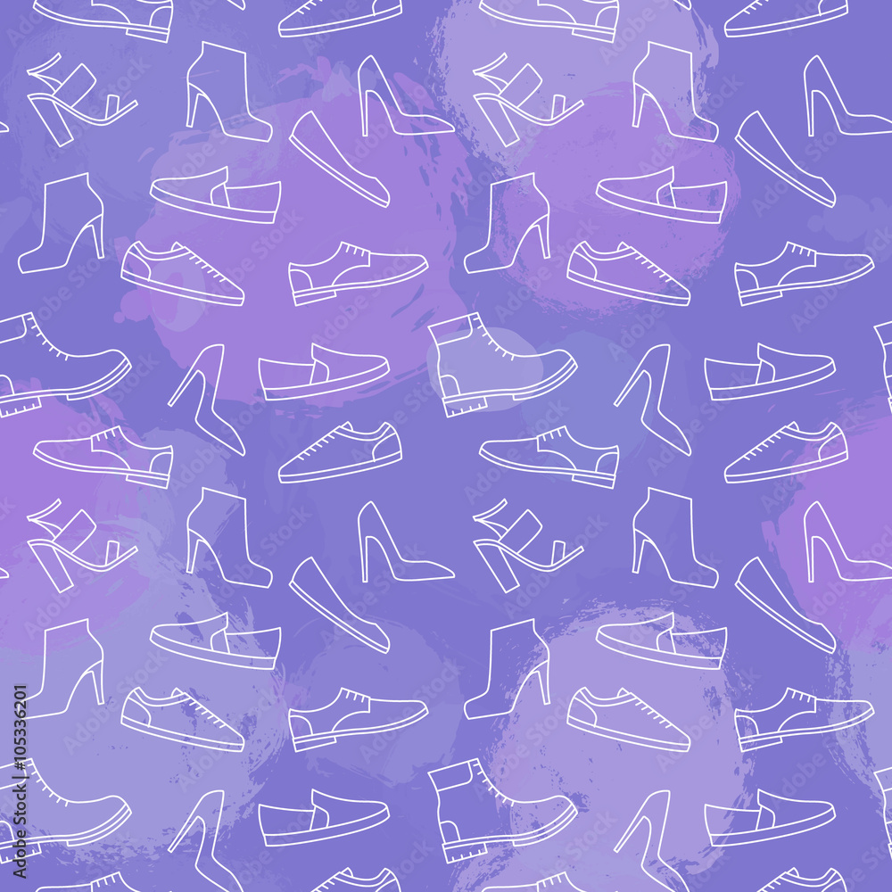 Shoes line icon seamless pattern.
