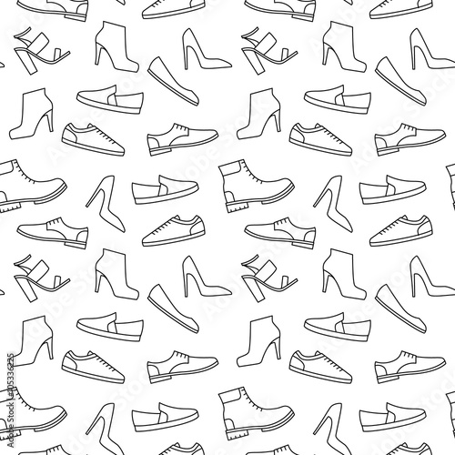 Vector monochrome shoe pattern. 