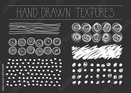 Hand drawn textures. Artistic collection of design elements. Isolated vector.