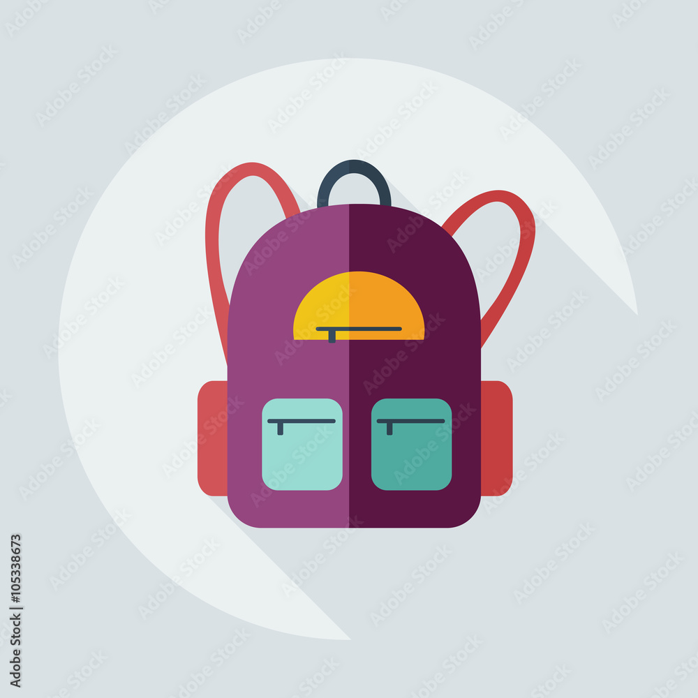 Flat modern design with shadow Icon backpack Flat modern design with shadow Icon backpack