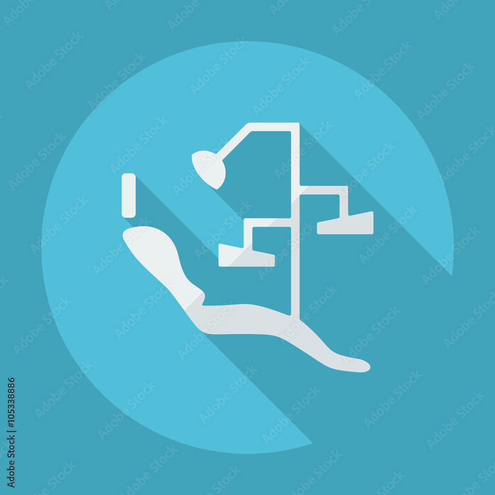 Flat modern design with shadow dentist chair