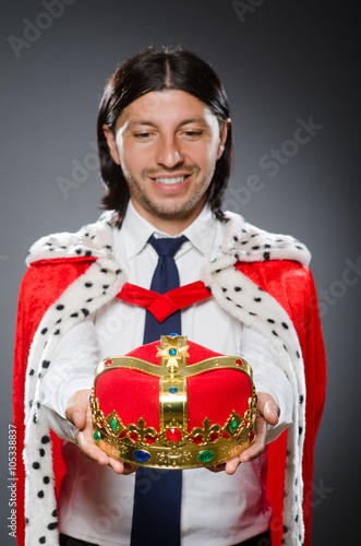 Obraz na plátně Young king businessman in royal concept